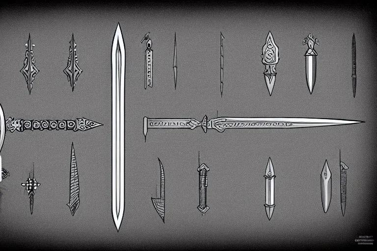 Image similar to schematic diagram of a dagger, ultra detailed, 4 k, weapon design, intricate, encyclopedia illustration