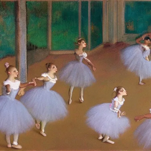 Image similar to a rabbit dancing ballet in the style of degas