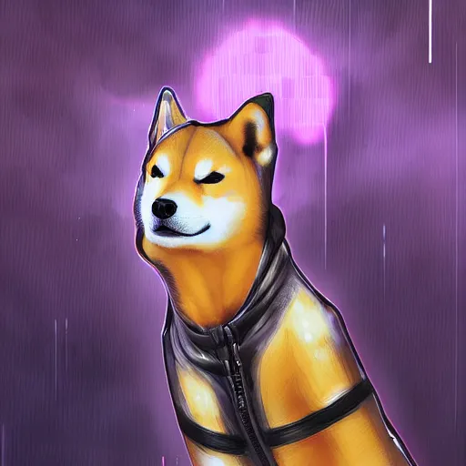 Prompt: cyberpunk shiba inu, digital art, high quality, high resolution