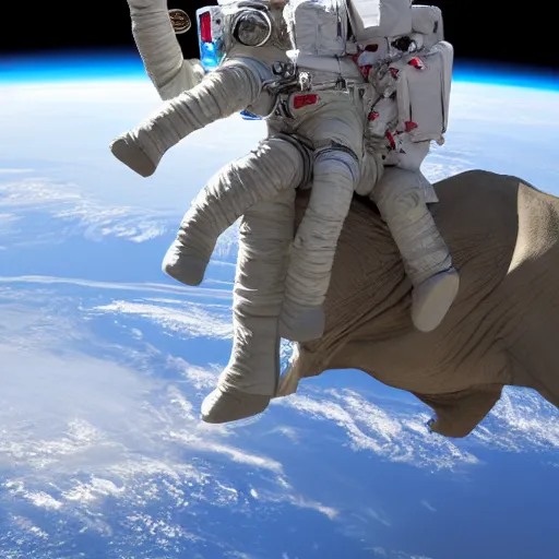 Image similar to astronaut riding an elephant in space