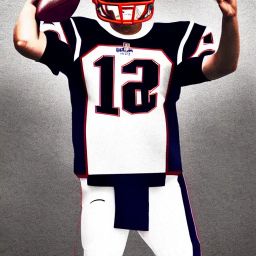 Prompt: the quarterback, emma watson is new england patriots football qb, uniform, 1 9 8 0 s movie poster, minimalist, vibrant, trending on artstation