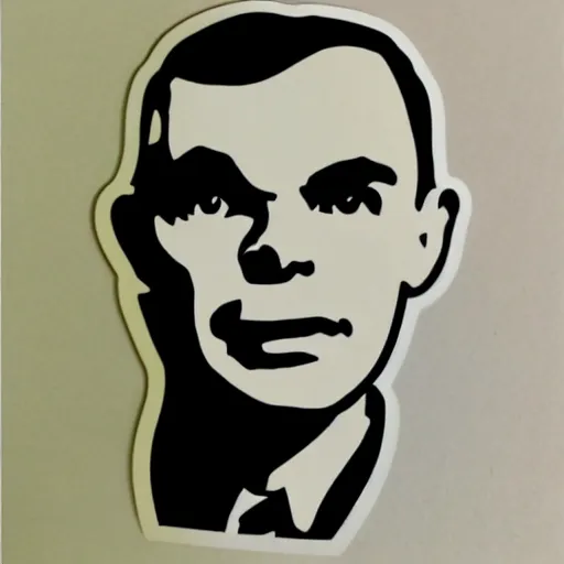 Image similar to die cut sticker individual alan turing silk screen butcher billy style