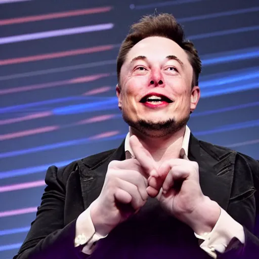 Prompt: elon musk as a super villain with lasers coming out of his eyes