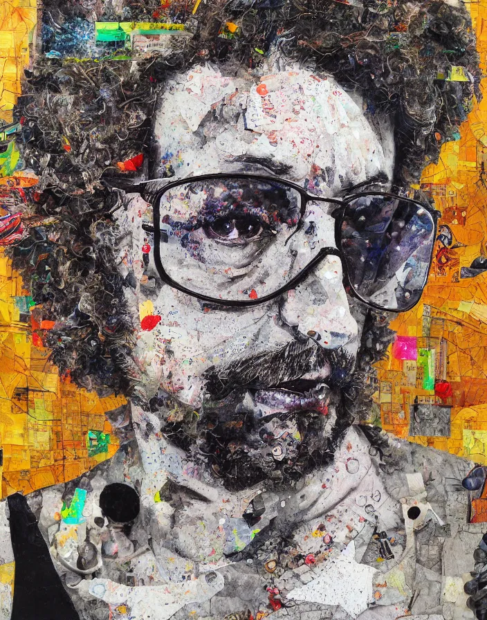 Prompt: Sam Hyde as sigma maale, detailed and highly reliefed analogue mixed media collage with canvas texture in style of conteporary art, punk art, photorealistic, expressionism, masterpiece, perfect composition, spectacular quality, intricate oil details