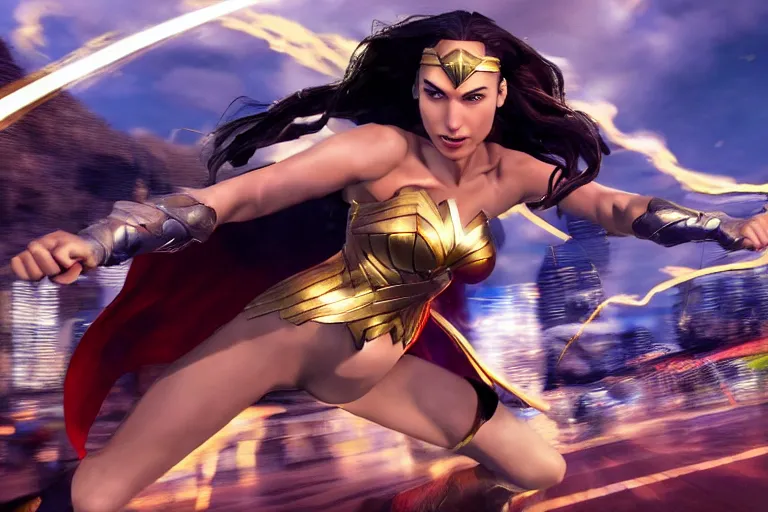 Image similar to !dream screenshot of gal gadot in street fighter 4, high resolution, hd, 4k