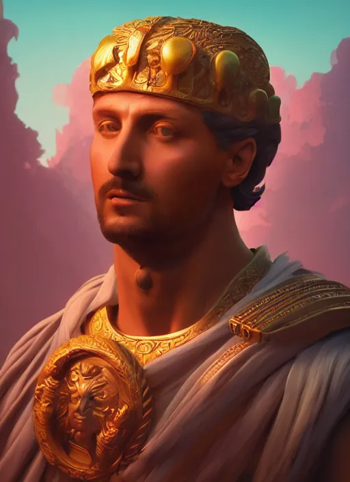 Prompt: roman emperor, in the style of alex konstad, mystical colors, rim light, beautiful lighting, 8 k, stunning scene, raytracing, octane render, trending on artstation