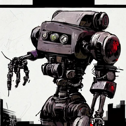 Prompt: A robot in the style of Ashley Wood