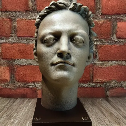 Image similar to 3 d renaissance statue head, mix with neon art, highly detailed