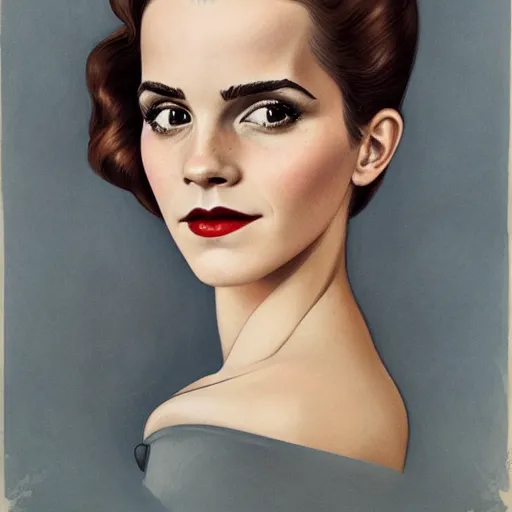 Prompt: a streamline moderne portrait of emma watson in the style of anna dittmann and donato giancola and charles dulac.