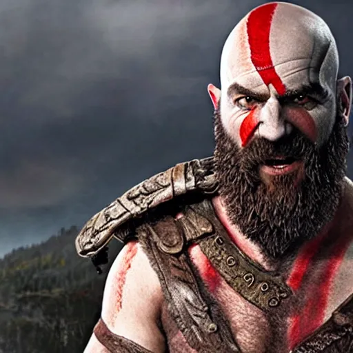 Image similar to jeremy clarkson as kratos in god of war the new movie, sharp focus