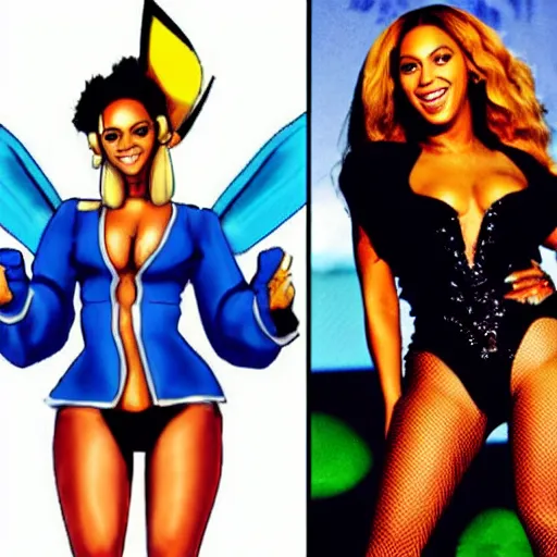 Prompt: Beyoncé as a Pokémon trainer