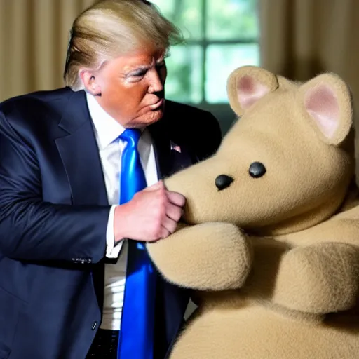 Prompt: donald trump putting on a furry suit