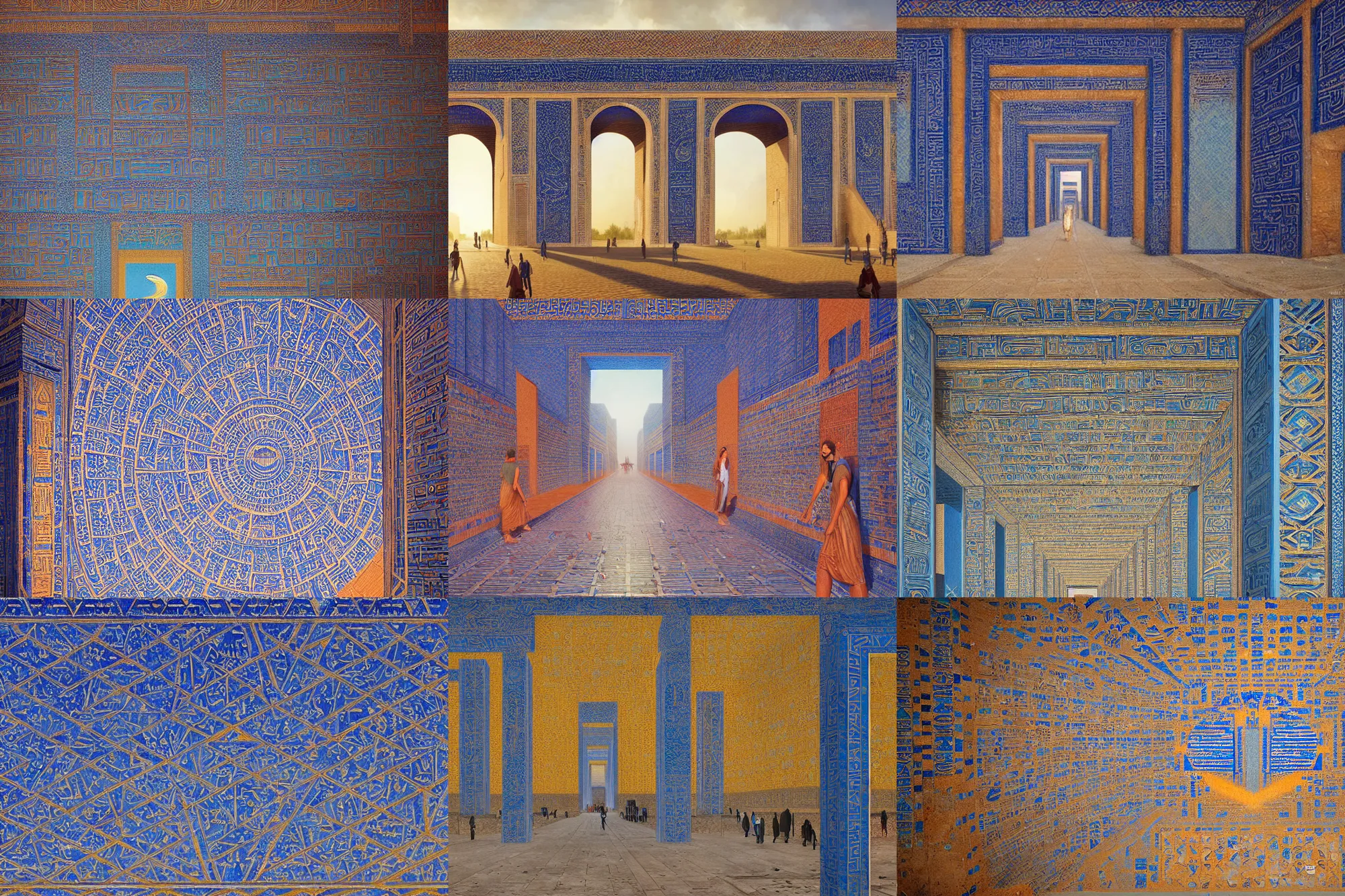 Prompt: painting of the ishtar gate, highly detailed, digital painting, art by greg rutkowski and magali villeneuve