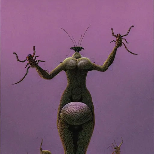 Image similar to A large ant queen standing on her hind legs formian pathfinder, digital art, Wayne Barlowe