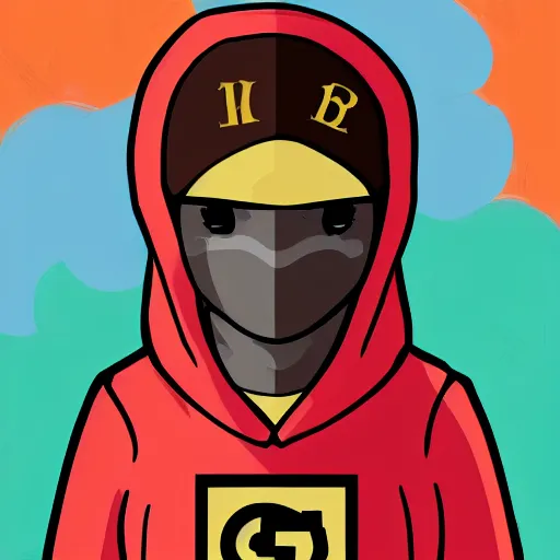 Image similar to baby Angel, baby cherub,wearing angel, face covered, Gucci, x logo, halo, ski mask, balaclava, face covered, wearing angel halo covered face, orange hoodie, hip hop, multiple golden necklaces, Nike, fantasy art apex fortnite Video game icon, 2d game art gta5 cover , official fanart behance hd artstation by Jesper Ejsing, by RHADS, Makoto Shinkai and Lois van baarle, ilya kuvshinov, rossdraws