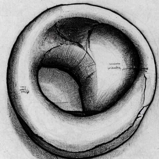 Image similar to anatomical sketch of a doughnut by leonardo da vinci