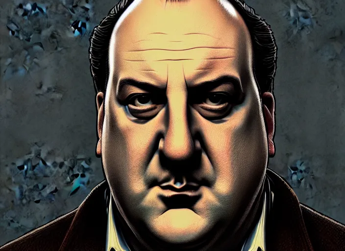 Image similar to a stylized portrait of tony soprano drawn by aleksander rostov, details, hyper - detailed, disco elysium, hd, hdr, 4 k, 8 k