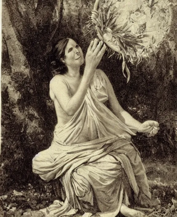 Image similar to photograph of a pagan female performing a fertility ritual