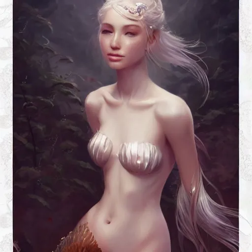 Prompt: Portrait of a beautiful young elegant mermaid ， full of details, matte painting, concept art, smooth, by krenz cushart and wlop，Soft light atmosphere，trending on cgsociety and artstation，8kHDR，light effect，rtx on，-H 1024