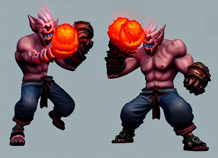 Image similar to raging oni squashling head, stylized stl, 3 d render, activision blizzard style, hearthstone style, darksiders art style