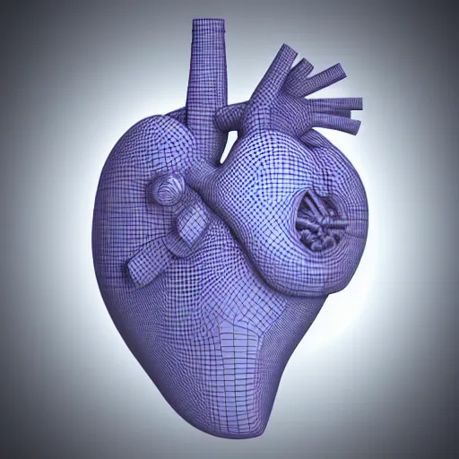 Image similar to hyperrealistic 3D rendered cybernetic heart