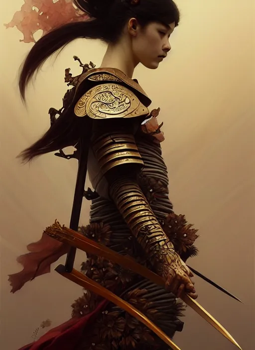 Image similar to organic samurai, diffuse lighting, fantasy, intricate, elegant, highly detailed, lifelike, photorealistic, digital painting, artstation, illustration, concept art, smooth, sharp focus, art by John Collier and Albert Aublet and Krenz Cushart and Artem Demura and Alphonse Mucha