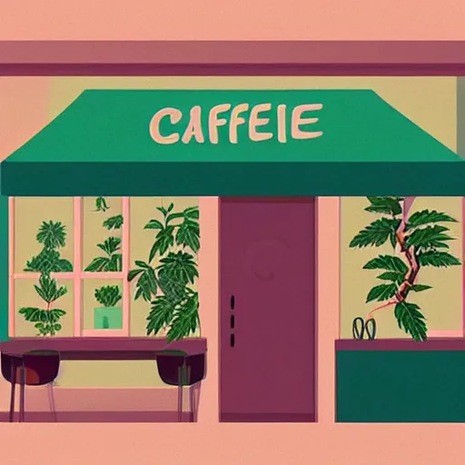 Image similar to isometric cute cartoon illustration style cafe australian, decorated with cute cannabis pot plants 🪴 utopian australiana simple frontage, poster, beautiful composition pastel palette by will barnet, digital art, hyperrealistic, sharp detailed soft, render cartoon by pixar