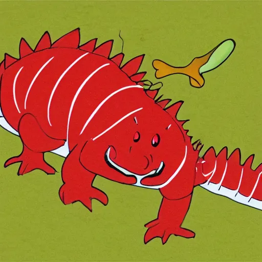 Image similar to a fat hungry red alligator