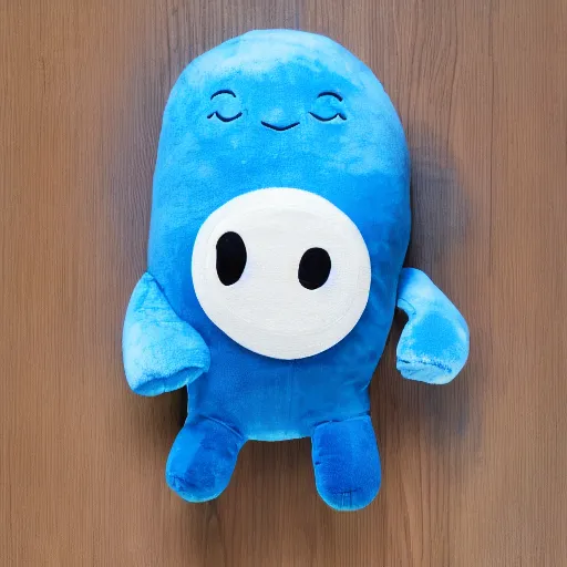 Image similar to blue'snappy gifts'logo plush doll with smiley face in magical forest, gifts, dark atmosphere, high detail, soft lighting, 8 k