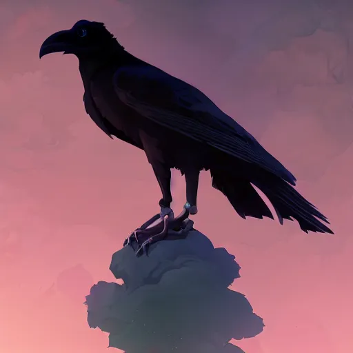 Image similar to Edgar Allan Poe as The Raven, ambient lighting, 4k, anime key visual, lois van baarle, ilya kuvshinov, rossdraws, artstation