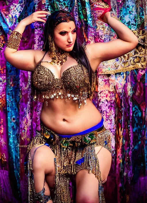 Image similar to hyper realistic photography of bellydancer festival warrior curvy partygirl cinematic, vallejo, diego rivera