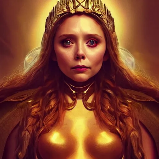 Prompt: elizabeth olsen as the goddess of mars!!!!!!, golden ratio!!!!!, centered, trending on artstation, 8 k quality, cgsociety contest winner, artstation hd, artstation hq, luminous lighting