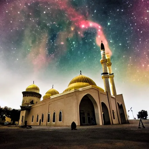 Image similar to mosque surrounded by nebula clouds