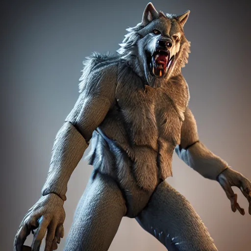 Prompt: werewolf action figure, octane render, highly detailed, intricate, ue 5, stage lighting, lighting