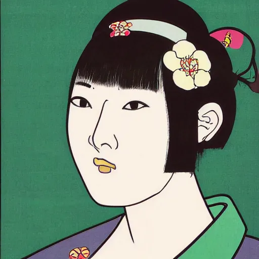 Image similar to Portrait of a beautiful Japanese woman by Toshio Saeki