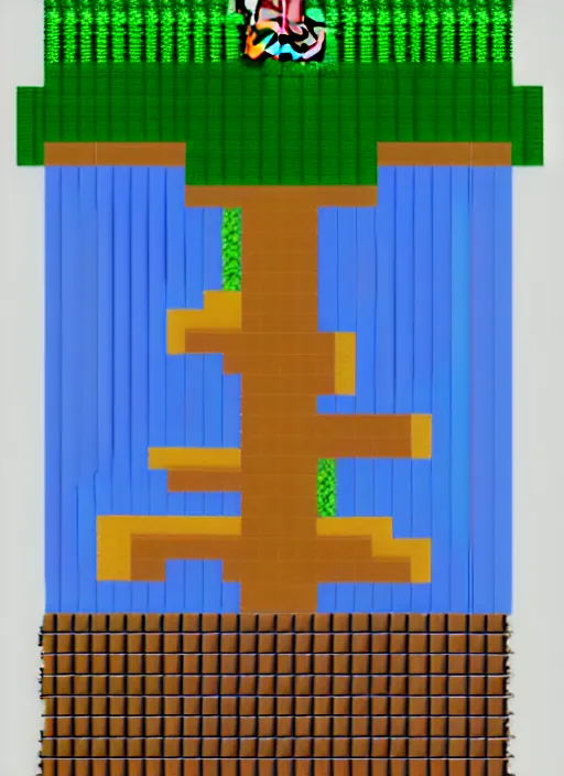 Image similar to eight bit pixel art redwood forest, nintendo, mario world, sonic zone