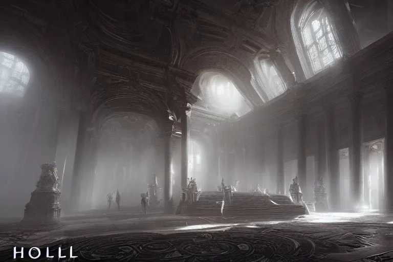 Prompt: The Hall of the Fallen, dramatic lighting, intricate, cinematic, featured on artstation