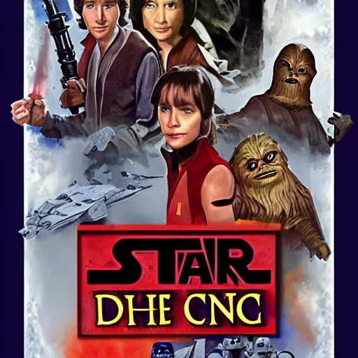 Prompt: Sci-Fy D&D, in the style of a Star Wars movie poster