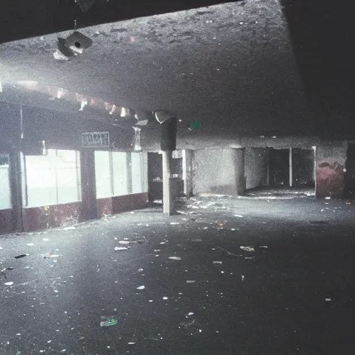 Prompt: lomo photo of empty night club, washed colors, empty bottles everywhere, dust and grease,