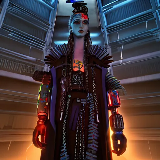 Prompt: cyberpunk shaman unreal engine character