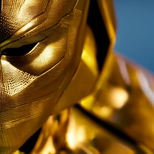 Image similar to a close up photo of a detailed golden statue of Black Panther, epic, 8K,