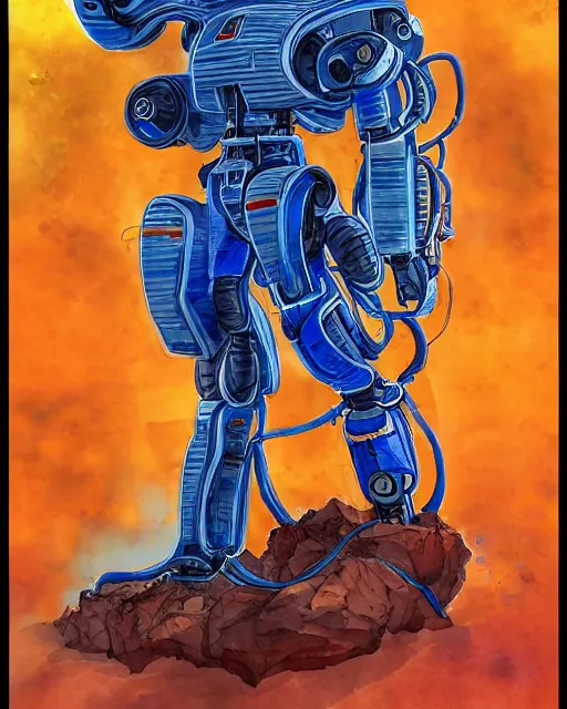 Prompt: a watercolor painting full body character portrait of a cybernetic half saiyan robot in the style of jean giraud in the style of moebius trending on artstation deviantart pinterest detailed realistic hd 8 k high resolution