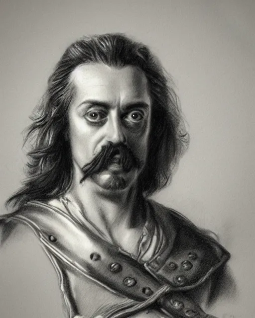 Image similar to pencil drawing of beautiful peter the great, hyper realistic face, in the style of greg rutkowski, fantasy, amazing detail, epic, elegant, smooth, sharp focus, from the front