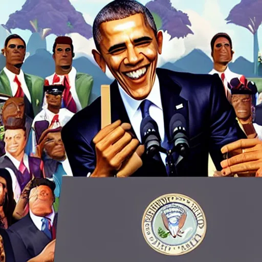 Image similar to barack Obama in fortnite