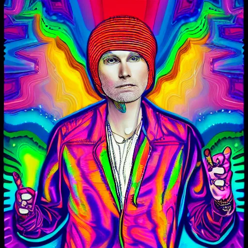 Image similar to singer moby merged with singer beck, art by lisa frank,