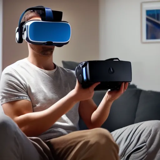 Image similar to Man playing VR after the end of the world