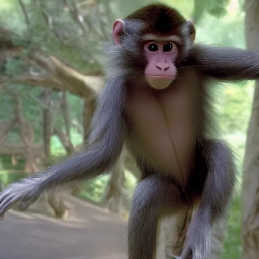 Prompt: Masaaki Sakai as Monkey in Disney Princess Film, Movie Still