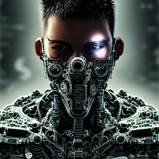 Prompt: ultra realist intricate detailed painting of a single rugged cyborg male, black scales on bearded face and cyborg tech on body, symmetry accurate features, cyberpunk, apocalyptic, very intricate details, focus, high resolution, 4 k, artstyle alex ries and hiraku tanaka, award winning