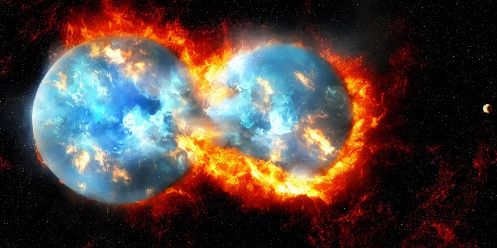 Prompt: a planet in fire