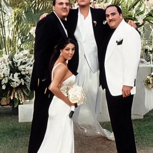 Image similar to Tony, Montana, and Tony soprano getting married